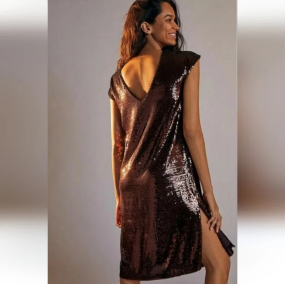 Maeve by Anthropologie Brown Kara Sequined Mini Dress - Picture 10 of 13